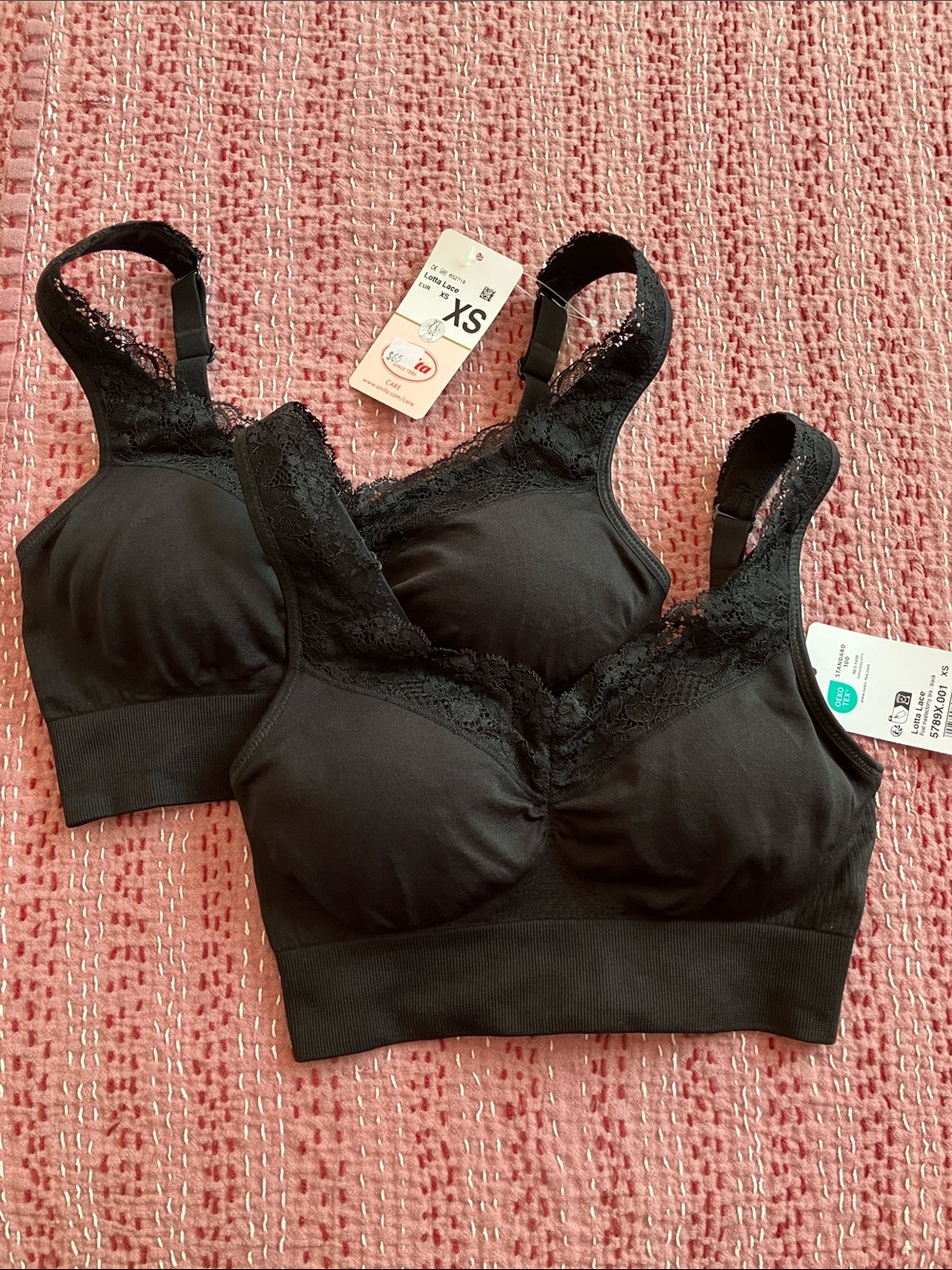 Anita lotta lace bra , new with tags , size xs , black , 2 bras